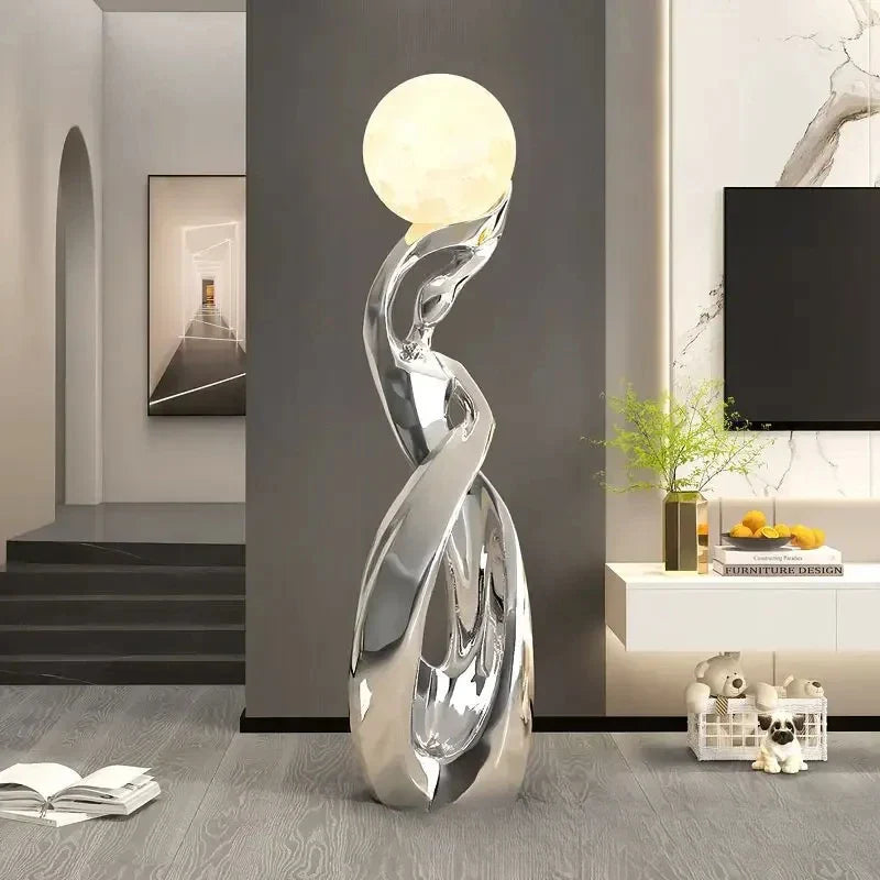 Home Decor Statue Abstract Art Ornaments Nordic Living Room Large Floor Luminous Sculpture Housewarming Gift Interior Figurines