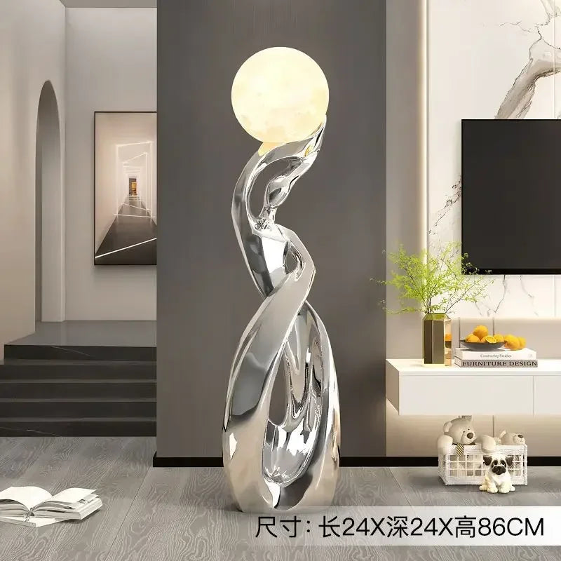 Home Decor Statue Abstract Art Ornaments Nordic Living Room Large Floor Luminous Sculpture Housewarming Gift Interior Figurines